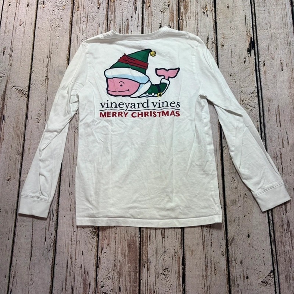 Vineyard Vines Merry Christmas Whale Long Sleeve Shirt 12-14